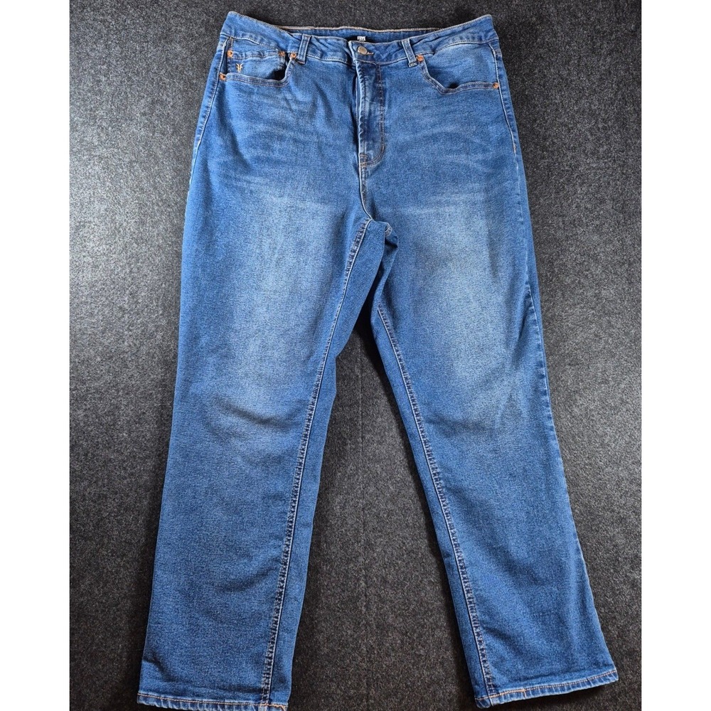 Frye Mens Straight Fit Jeans Medium Blue Wash Cotton Blend Stretch Denim 35x30